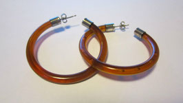 Hoop earrings amber colour resin