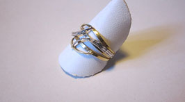Gold ring with white gold  ornaments