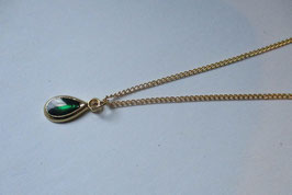 Necklace in brass silver plated and green resin
