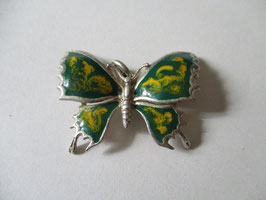 Silver green enamelled butterfly