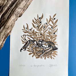 Le langoustine, linogravure originale numérotée, datée, signée