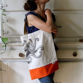 Tote bag poulpe orange