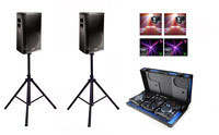 Lloguer equip de so complet 2000w amb efectes LED i cabina Dj amb micròfon. Lloguer material Dj