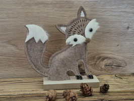 Fuchs Filz auf Holz Sockel stehend Art.6422