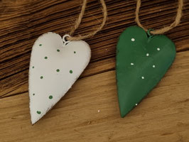 Anhänger Herz 2er Set grün-weiss