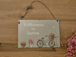 Metallschild "Willkommen im Garten" grün Art. 6767