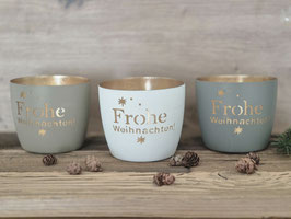 Metall Windlicht "Frohe Weihnachten" 3Farben zur Auswahl Art. 6423