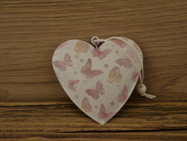Herz Anhänger Schmetterlinge Weiss/ Rosa 6,5cm Art.6765