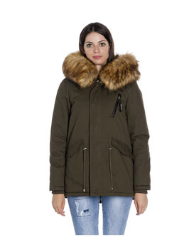 Kunst Pelz Parka in Grün/Natur