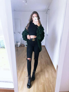 Handmade PomPom Cardigan Grün