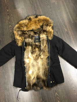 Lux Fur Lining Parka Schwarz