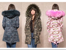 Camouflage Echtpelz Parka Lang