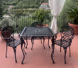 SET TAVOLO 90 X 90 4 SEDIE IN ALLUMINIO