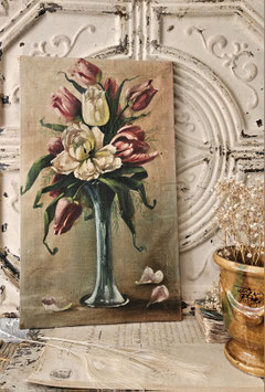 Shabby: Dekoratives altes Blumengemälde um 1930