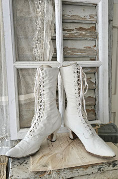 Shabby: Antike Damen Leinen Schnürstiefel um 1890