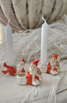 Zuckersüße alte Mini Wichtel Kerzenständer Schweden