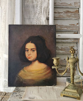 Shabby: Zauberhaftes Ölgemälde Mädchen Frankreich