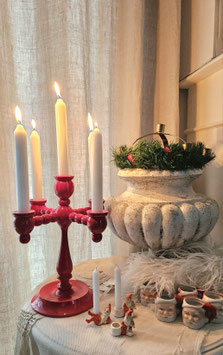 Alter schwedischer Weihnachts Kerzenständer aus Holz