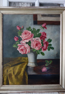 Shabby: Dekoratives altes Stillleben Ölgemälde 1920