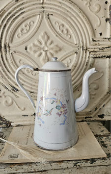 Alte französische Emaille Kaffeekanne