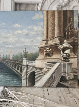 Wunderschönes Ölgemälde Pont Alexandre III Paris