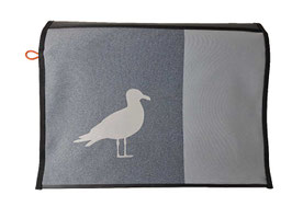 *Reflektor* Wechselklappe Möwe sitzend auf Grau