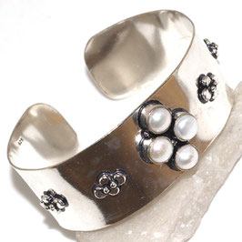 bracelet ajustable en plaqué argent 925 et perles