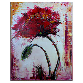 Mohnblüte mit Knospe abstrakte Malerei 40x50