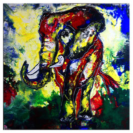Elefant bunt - abstrakte Malerei in Acryl 80x80