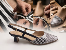 ZAPATO DESTALONADO DE PIEL TRENZADO A MANO