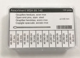 Assortimento Coppiglie Spaccate Misure Lunghe Ø0.90 - L21-30mm - 100 pz.