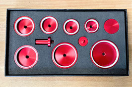 Kit Tasselli Concavi in Alluminio con Anello in Teflon con Grano Filettato Compatibile con Bergeon 5500 - 3 tasselli Jumbo 36mm + 42mm + 47mm - 8 pz.