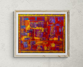 Sans titre 07 — Tirage fine art abstrait géométrique rouge violet or 61×50 cm