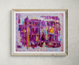 Sans titre 36 — Tirage fine art abstrait violet or soleil 81×65 cm