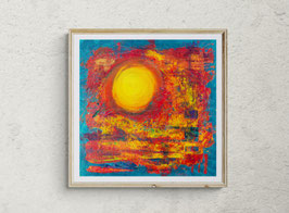 Sans titre 22 — Tirage fine art abstrait solaire rouge bleu 50×50 cm
