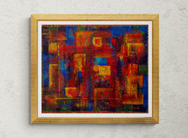 Sans titre 16 — Tirage fine art abstrait géométrique rouge bleu 61×50 cm
