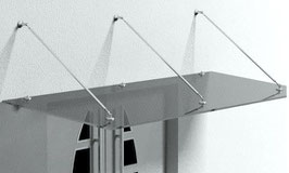 Vordach Modell EVA mit 3 Zugstangensets aus V4A