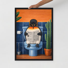 Pengu Pee - Kunstdruck/Art Print mit Rahmen