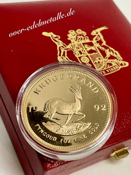 KRÜGERRAND 1992, 1 oz GOLD Proof (Polierte Platte)