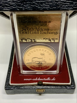 Krügerrand 1967,  1 oz GOLD   Proof (Polierte Platte)  SAGCE