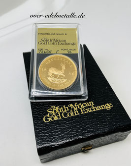 Krügerrand 1968,  1 oz GOLD  BEIDSEITIG GEFROSTET, Proof (Polierte Platte)  SAGCE