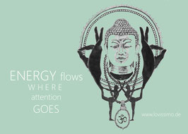 ENERGY flows where attention goes - Postkarten, 4er Set