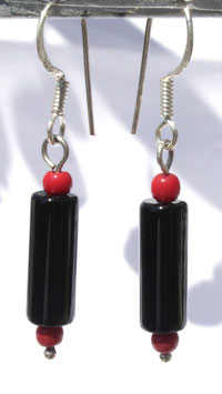 Boucles d'oreilles onyx corail