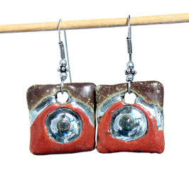 Boucles d'oreilles raku argent