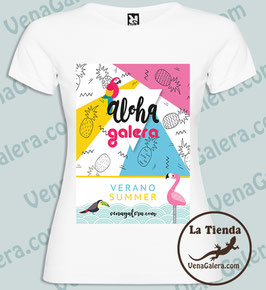 Camiseta mujer estampada algodón "Aloha Galera"