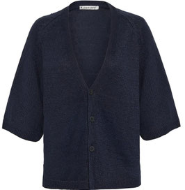 Leinen-Strickjacke Lin Black von Mansted