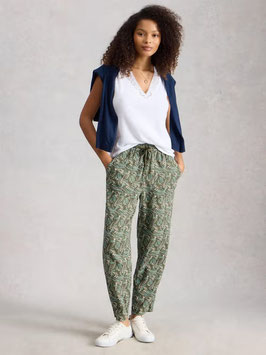 Elle Linnen Blend Trouser Green Multi von White Stuff