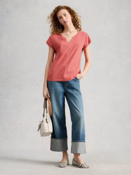 Nelly Notch Neck Tee Mid Pink von White Stuff