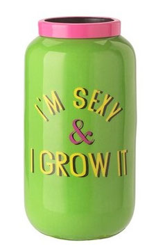 Saigon Vase mit Metallring "I´m Sexy and I grow it" von Gift Company
