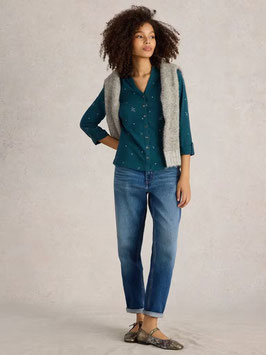 Annie Embroidered Shirt Teal Multi von White Stuff
